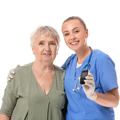 Krankenschwester mit Patient bei Zeitarbeitsfirma Pflege in wiesbaden