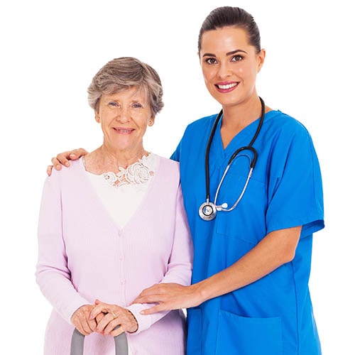 Pflegefachkraft mit Patient in Zeitarbeit Pflege in Wiesbaden